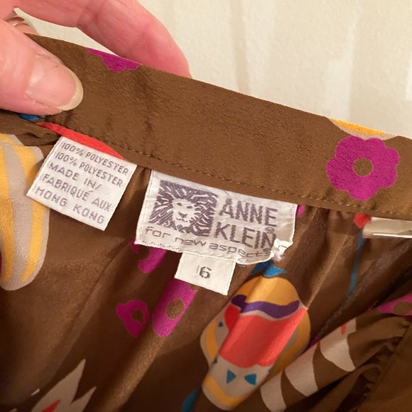 Anne Klein size 6 brown with multi coloured patterned skirt and top - Picture 10 of 10